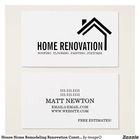 House Home Remodeling Renovation Construction Business Card Zazzle