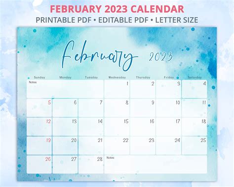 February Calendar Birthday Calendar Sunday Monday Tuesday Letter