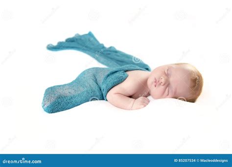 Newborn Baby Boy With Blue Wrap Stock Photo Image Of Blue Child