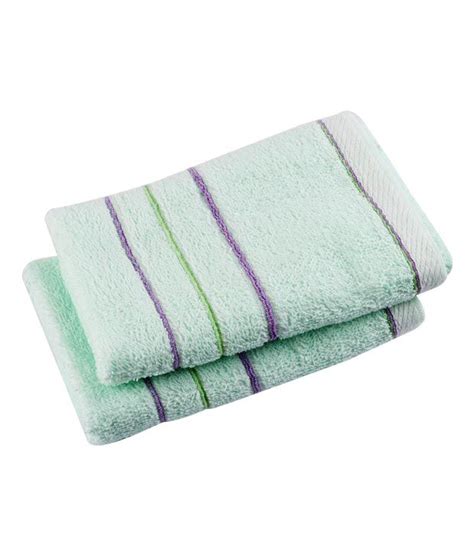 The combination of solid terry and stripes gives you an appealing towel with great function. Enfin Homes Mint Green Hand Towels- Set of 2 - Buy Enfin ...