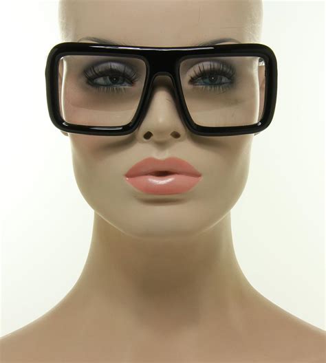 New Gloss Black Bold Thick Square Mens Extra Large Clear Lens Glasses Eyeglasses Ebay