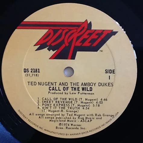 Call Of The Wild By Ted Nugent And The The Amboy Dukes Lp With