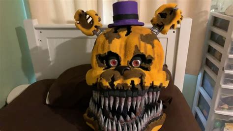 Real Life Fnaf Nightmare Fredbear Cosplay Mask Youtube