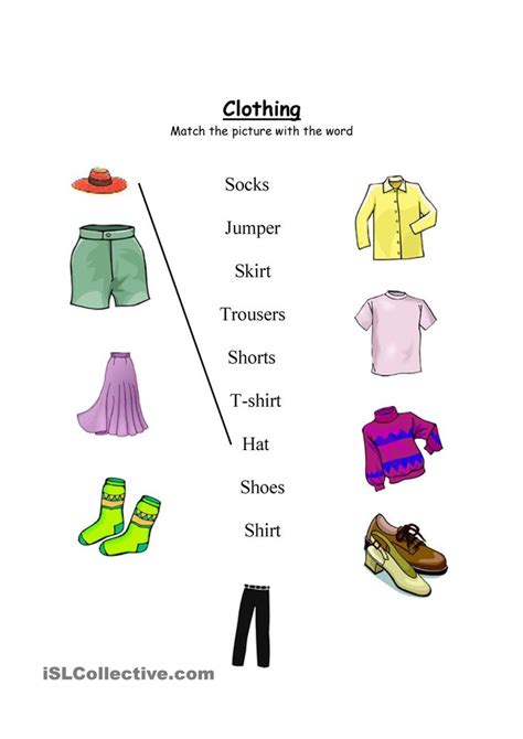Clothing Worksheet Match And Wordsearch Clothes Worksheet English