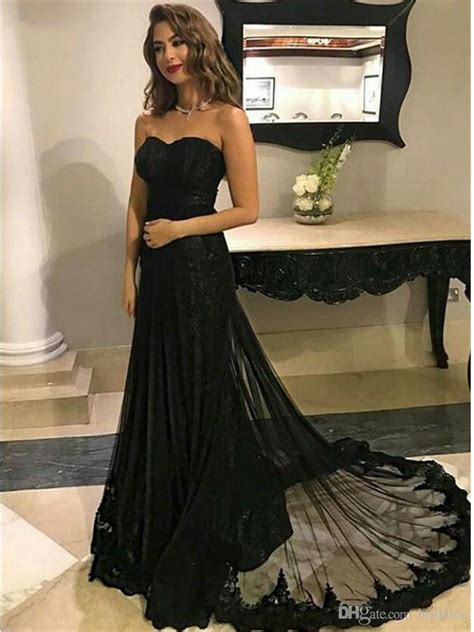 2020 Black Mermaid Evening Dresses Long With Lace Appliques Sweetheart Prom Dress Formal Womens