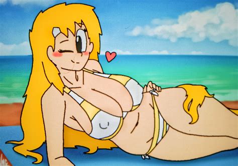 Rule 34 Beach Belly Button Big Breasts Bikini Curvy Curvy Figure Cute Edit Edited Hairclip