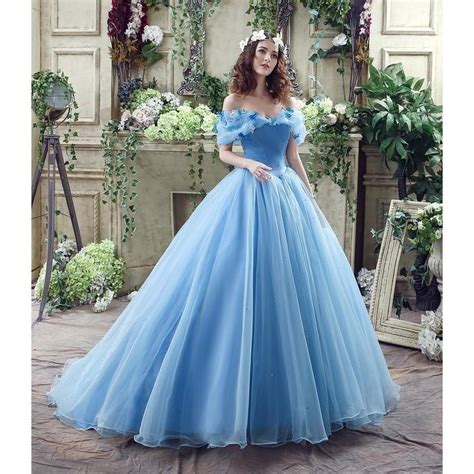 Off The Shoulder Princess Style Blue Gown Lolas Couture