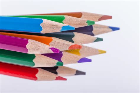 Many Different Colored Pencils On White Stock Image Image Of Pastel