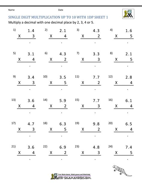 Multiplication Decimals Worksheets Grade 5 5th Grade Multiplying