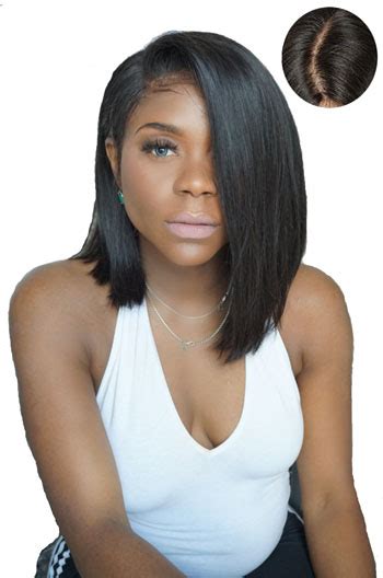 45 Super Deep C Side Part Swept Bangs Bob Style Yaki Straight