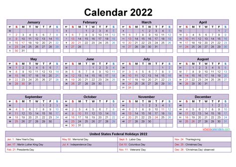 Holiday Calendar 2022 Printable Printable Calendar 2021