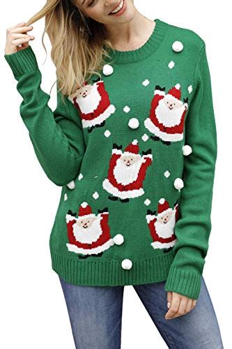 Viottiset Suéter Feo De Navidad Para Mujer Verde Green Santas L