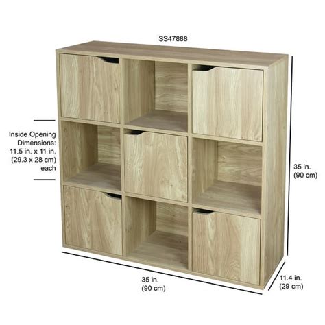 Home Basics 9 Cube Wood Storage Shelf With Doors Natural Overstock