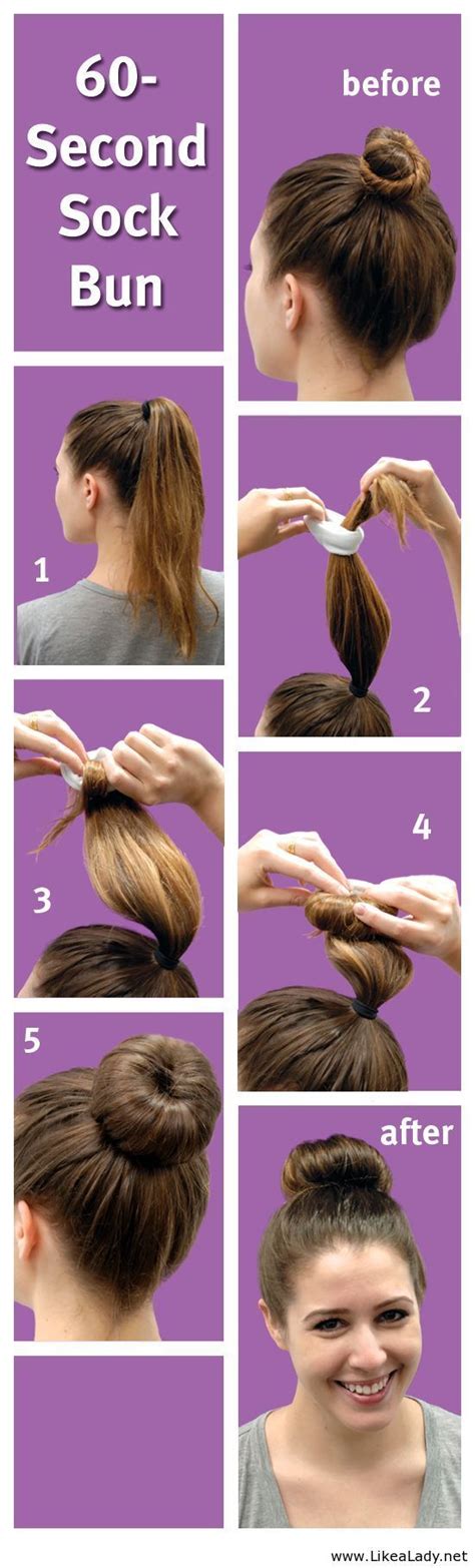 60 Second Sock Bun Diy Hairstyles Pretty Hairstyles Hairstyle