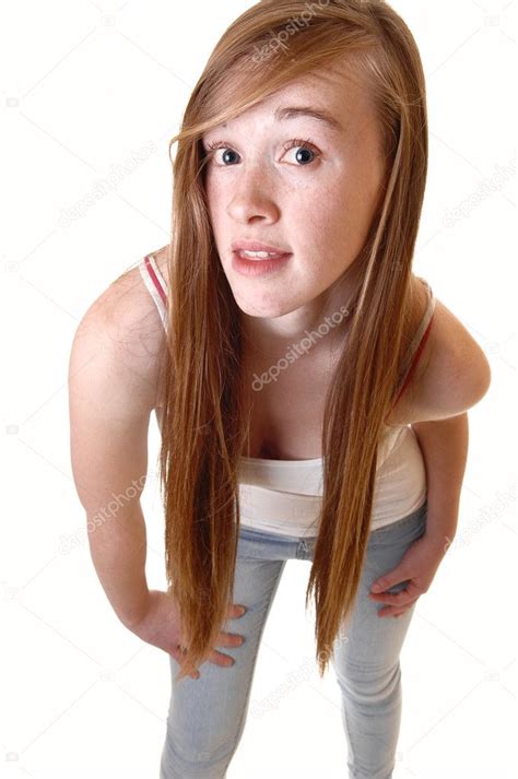 Girl Bending Forward Stock Photo Sucher