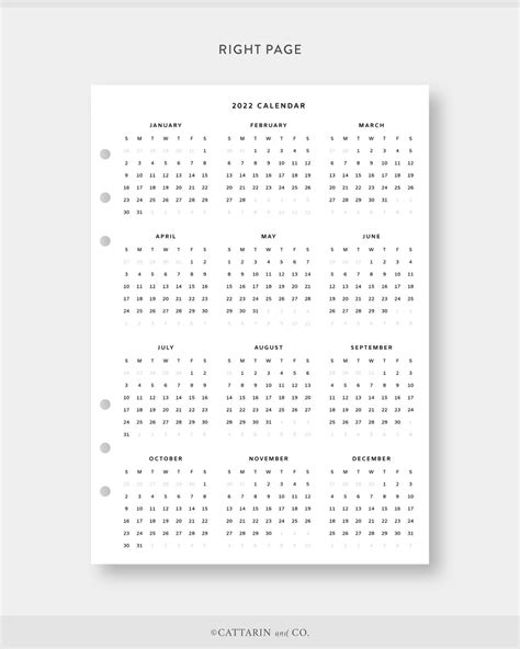 A5 2022 Yearly Calendar Printable Year At A Glance Yearly Etsy