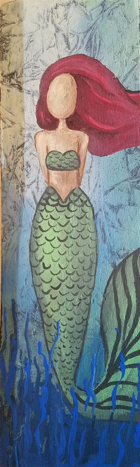 Easy Mermaid Acrylic Painting On Wooden Board By Johnny Mcnabb Art