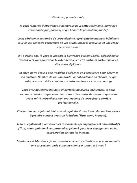 Discours Cérémonie Remise Diplome  PDF