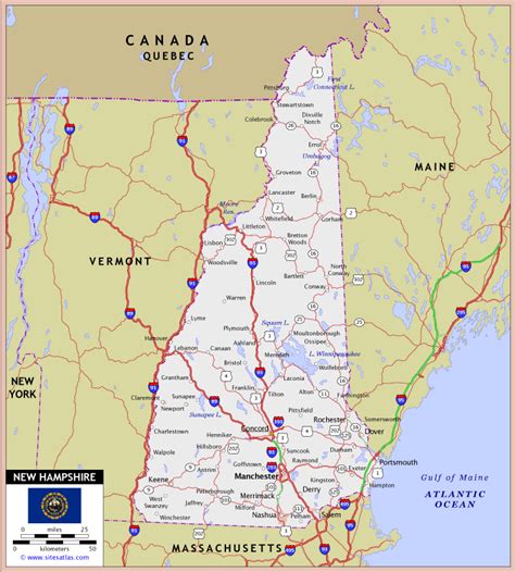 New Hampshire New Hampshire Highway And Road Map Raster