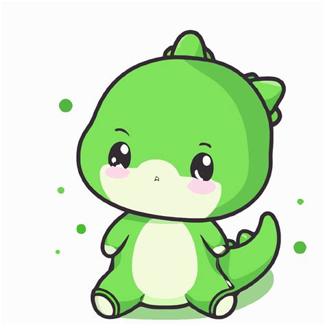 Cute Chibi Dinosaur Illustration Dinosaur Kawaii Vector Drawing Style Dinosaur Cartoon