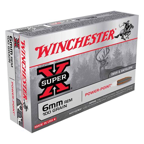 Winchester Super X 6mm Remington 100gr Pp Rifle Ammo 20 Rounds