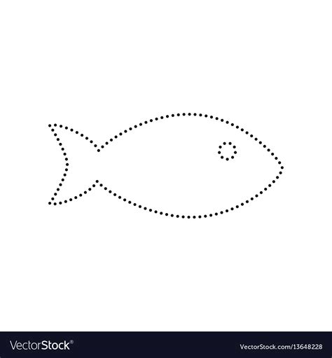 Fish Sign Black Dotted Icon Royalty Free Vector Image