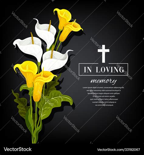 Funeral Card With Calla Flowers Sorrowful Vector Image