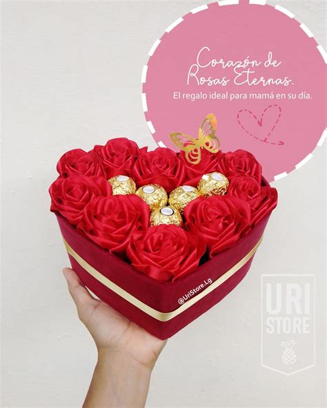 Box De Corazón Rosas Eternas Y Chocolates Regalos Rosas Como Decorar