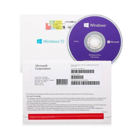 Microsoft Windows 10 Pro 64bit Oem Dvd Pn Fqc 08929 Otcerph