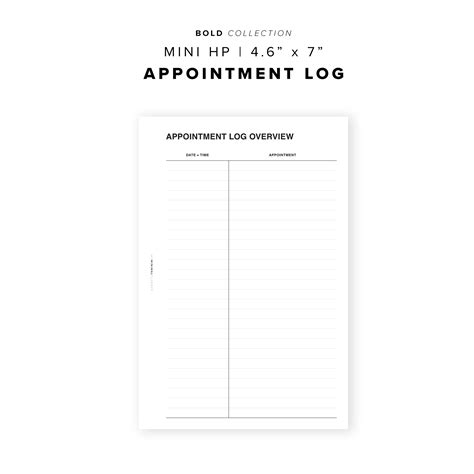 Pr100 Appointment Log Printable Insert My Minimal Planner