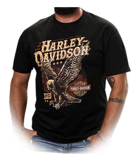 Harley Davidson Mens Landed Up Wing Eagle Short Sleeve T Shirt Solid