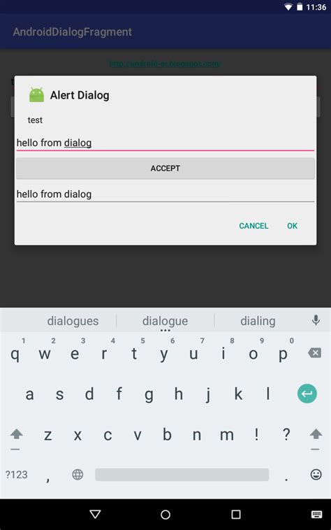 Android Er Implement Interactive Dialogfragment