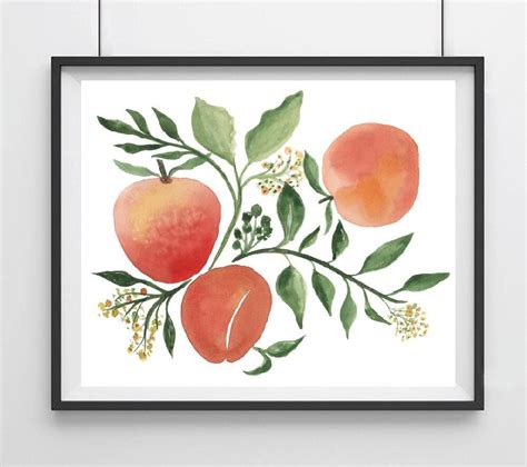 Peaches Art Print Peach Art Art Prints Art