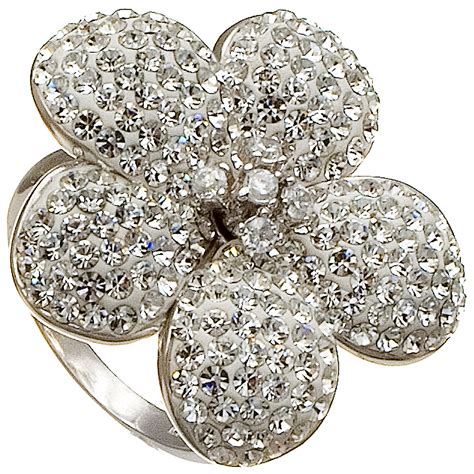 Sterling Silver Crystal Flower Ringin Size 8 Jewelry Rings Sterling Silver