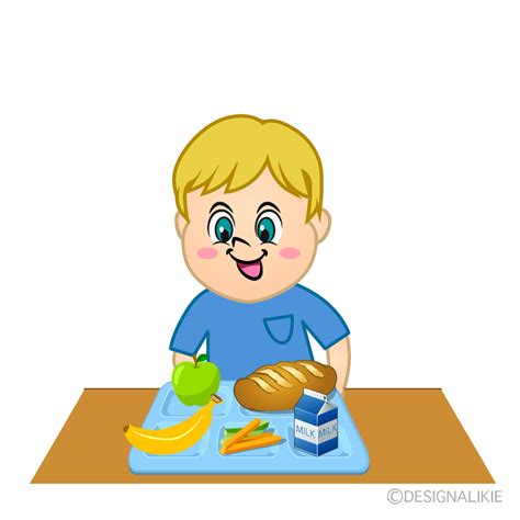 Boy Eating Healthy Food Cartoon Free Png Image｜illustoon