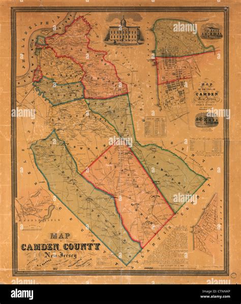 Map Of Camden County New Jersey Circa 1847 Stock Photo Alamy