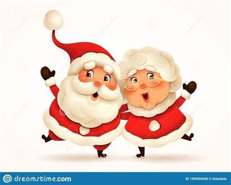 santa claus and his wife mrs claus arm over shoulder stock vector illustration of season
