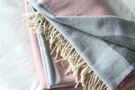 Grey And Pink Merino Lambswool Throw Natural Bed Company