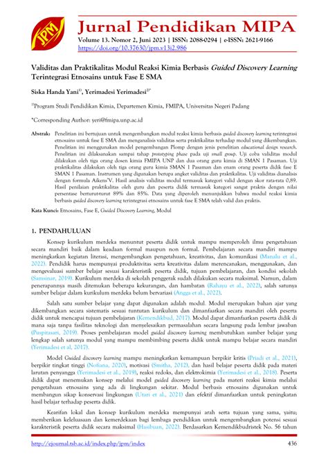 Pdf Validitas Dan Praktikalitas Modul Reaksi Kimia Berbasis Guided