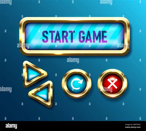 Realistic Game Buttons Set On Blue Background Mobile Gui Designs User