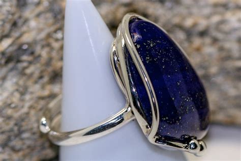 Statement Lapis Lazuli Ring Fitted In Sterling Silver Setting Lapis