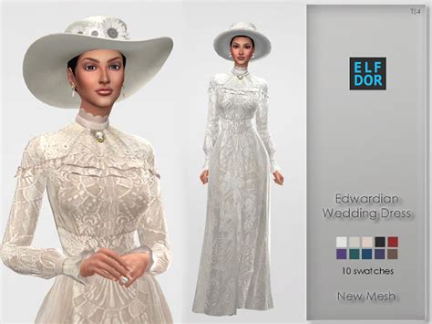 Edwardian Wedding Dress At Elfdor Sims Sims 4 Updates