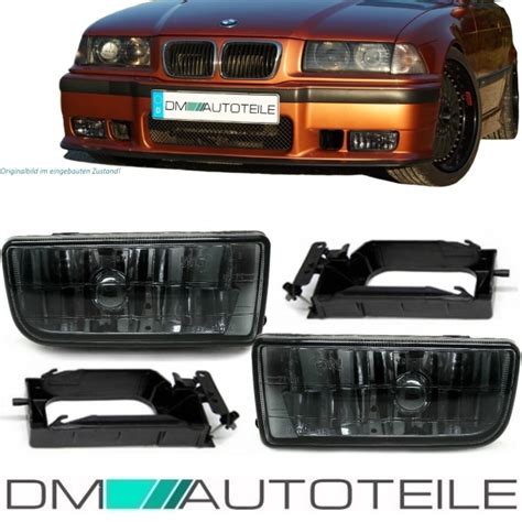 Set Pair Smoked Black Fog Lights Fogs Lamps Fits On All Bmw E36 M3