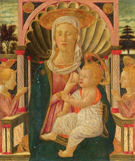 Madonna And Child Enthroned With Two Angels Painting By Lo Scheggia