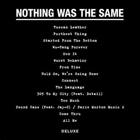 Tracklist For Drakes Nothing Was The Same Album Young