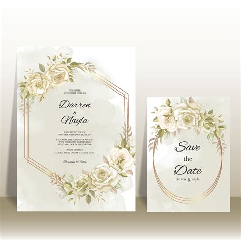 Romantic Wedding Invitation Card Template 3360814 Vector Art At Vecteezy