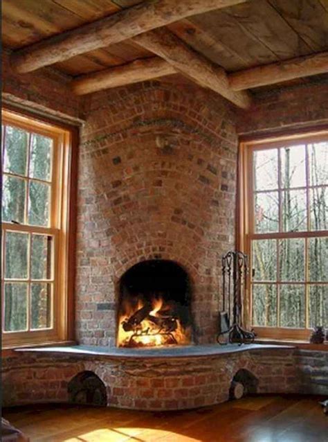60 Awesome Log Cabin Homes Fireplace Design Ideas
