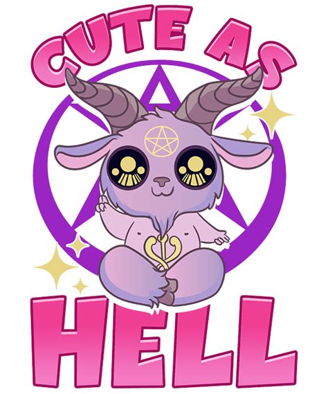 Cute As Hell Pastel Anime Kawaii Baphomet Goth Pun Greeting Card By The