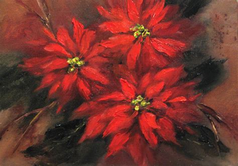 Pat Fiorello Art Elevates Life Flower Study Poinsettias