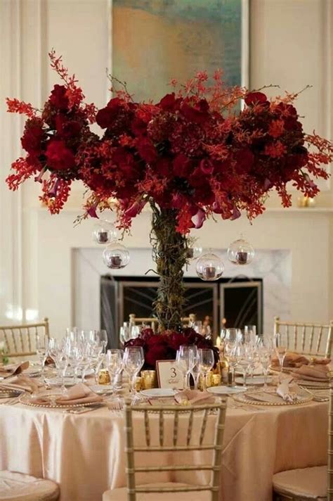 Red Trees Fall Wedding Centerpieces Tall Wedding Centerpieces